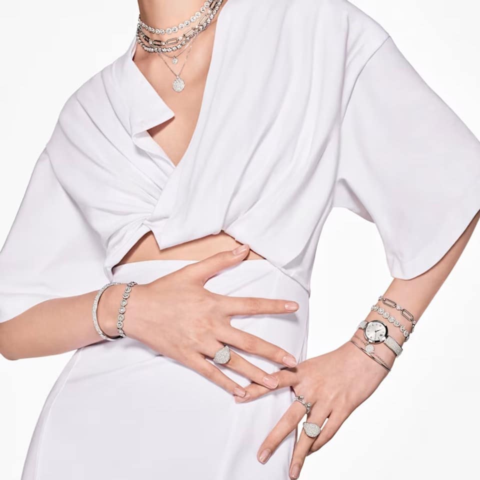Swarovski Illumina Watch, Swiss Made, Metal bracelet, Silver tone, Stainless steel -Swarovski