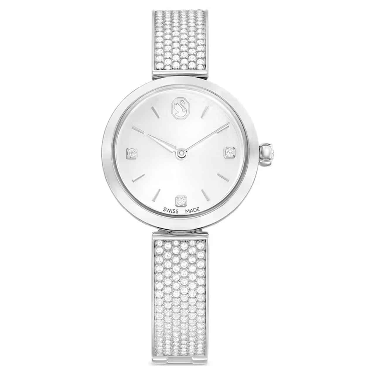 Swarovski Illumina Watch, Swiss Made, Metal bracelet, Silver tone, Stainless steel -Swarovski