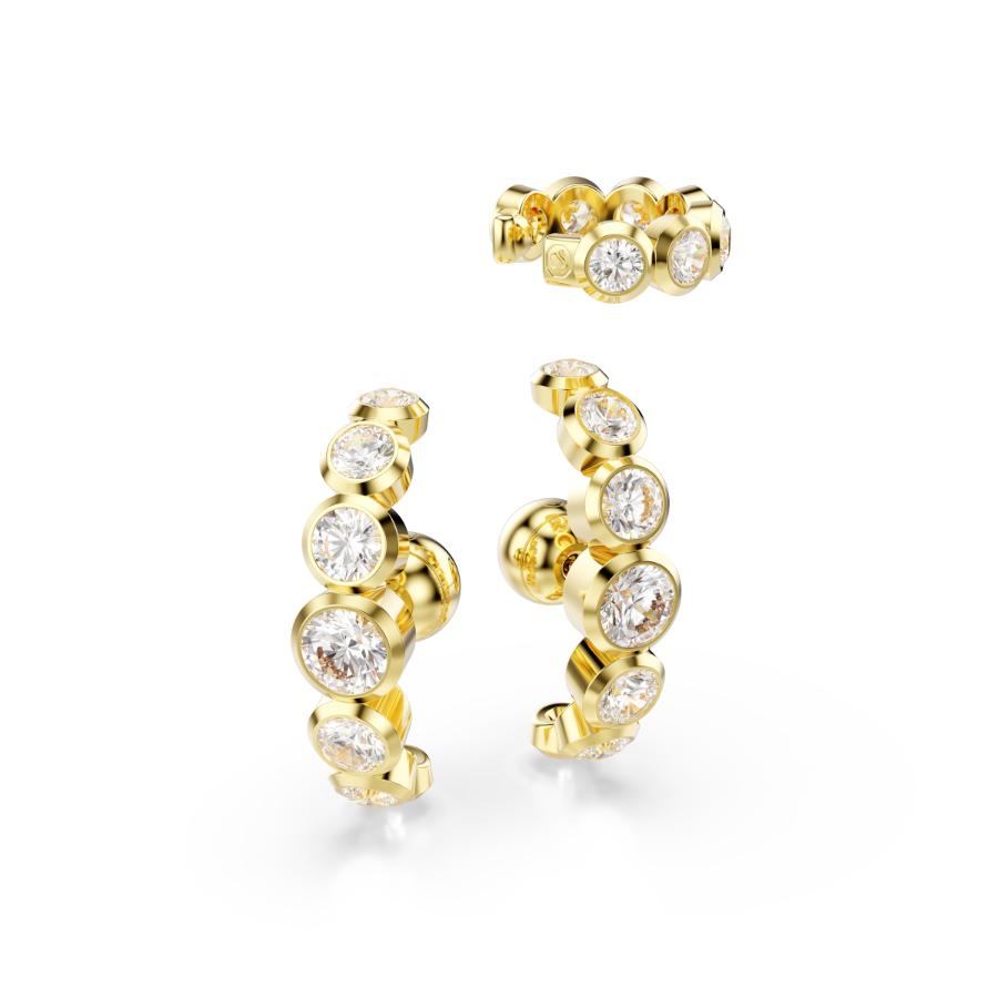 Swarovski Imber Ear Cuff, Set (3), Round Cut, White, Gold-tone Plated -Swarovski