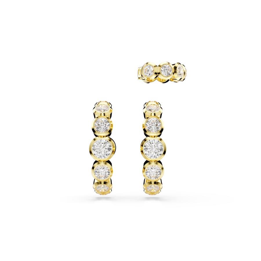 Swarovski Imber Ear Cuff, Set (3), Round Cut, White, Gold-tone Plated -Swarovski