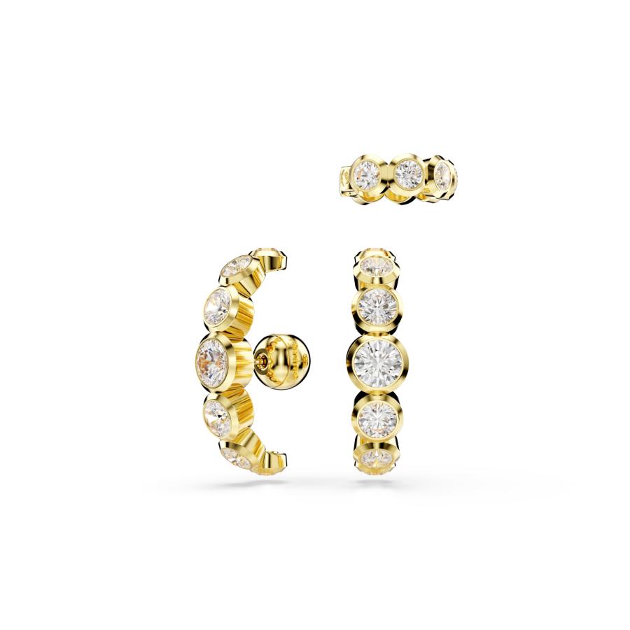Swarovski Imber Ear Cuff, Set (3), Round Cut, White, Gold-tone Plated -Swarovski
