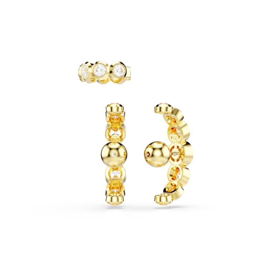 Swarovski Imber Ear Cuff, Set (3), Round Cut, White, Gold-tone Plated -Swarovski