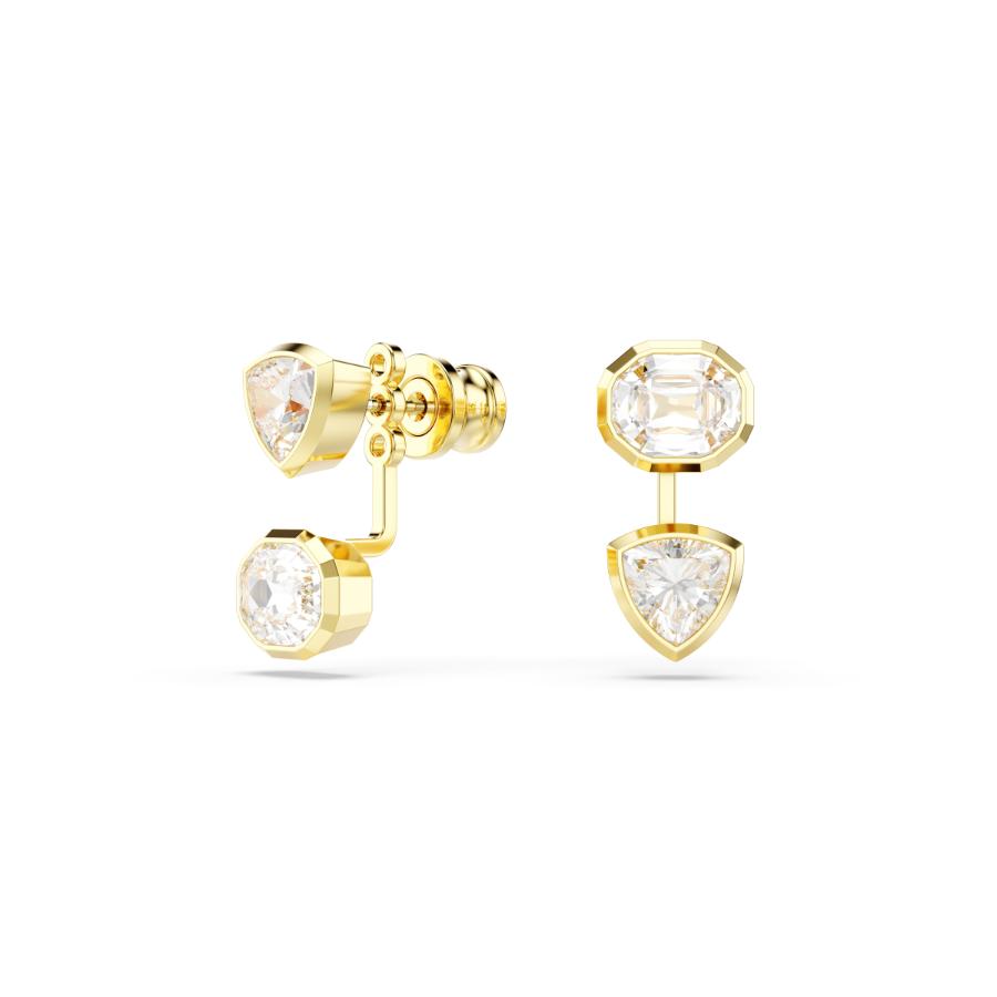 Swarovski Imber Earring Jackets, Asymmetrical Design, Mixed Cuts, White, Gold-tone Plated -Swarovski