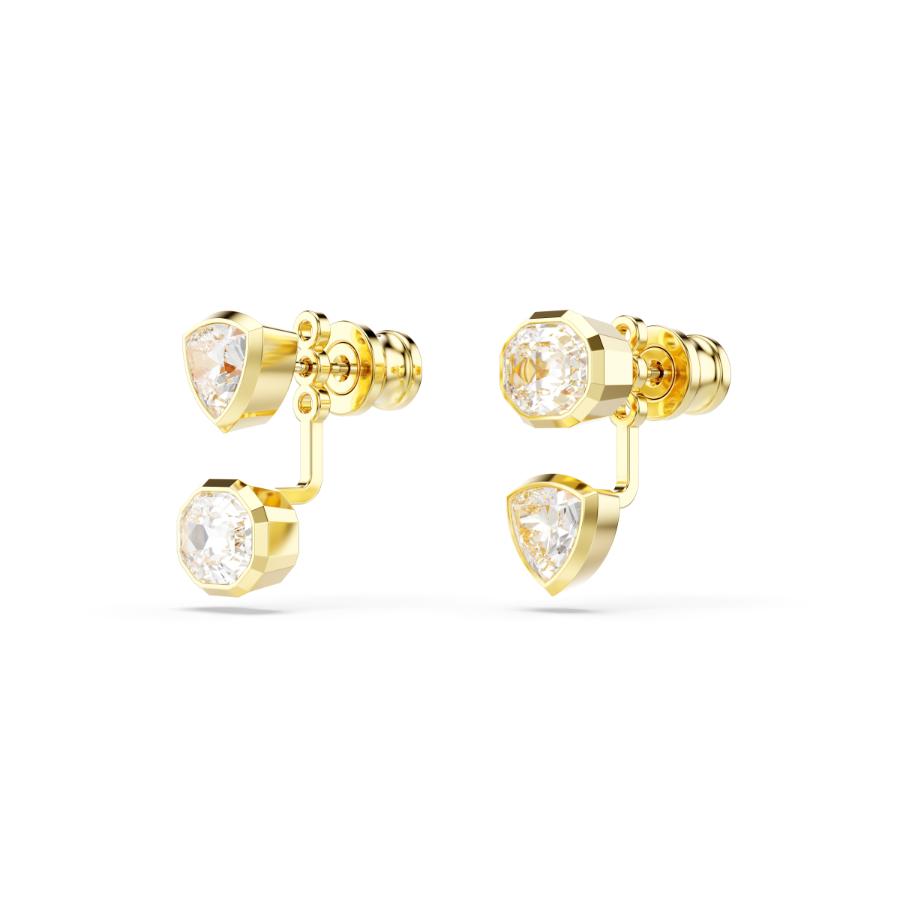 Swarovski Imber Earring Jackets, Asymmetrical Design, Mixed Cuts, White, Gold-tone Plated -Swarovski