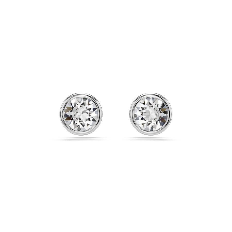 Swarovski Imber Stud Earrings, Round Cut, White, Rhodium Plated -Swarovski