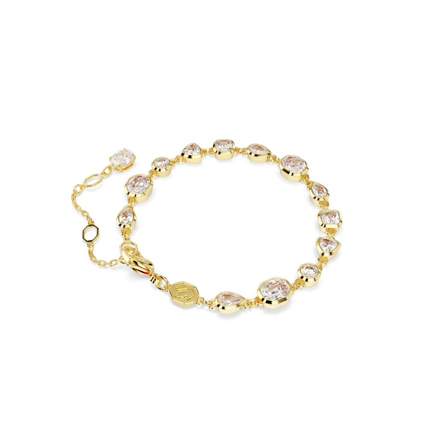Swarovski Imber Tennis Bracelet, Mixed Cuts, White, Gold-tone Plated -Swarovski