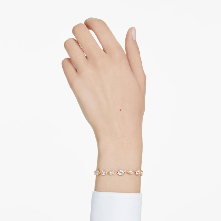Swarovski Imber Tennis Bracelet, Mixed Cuts, White, Gold-tone Plated -Swarovski