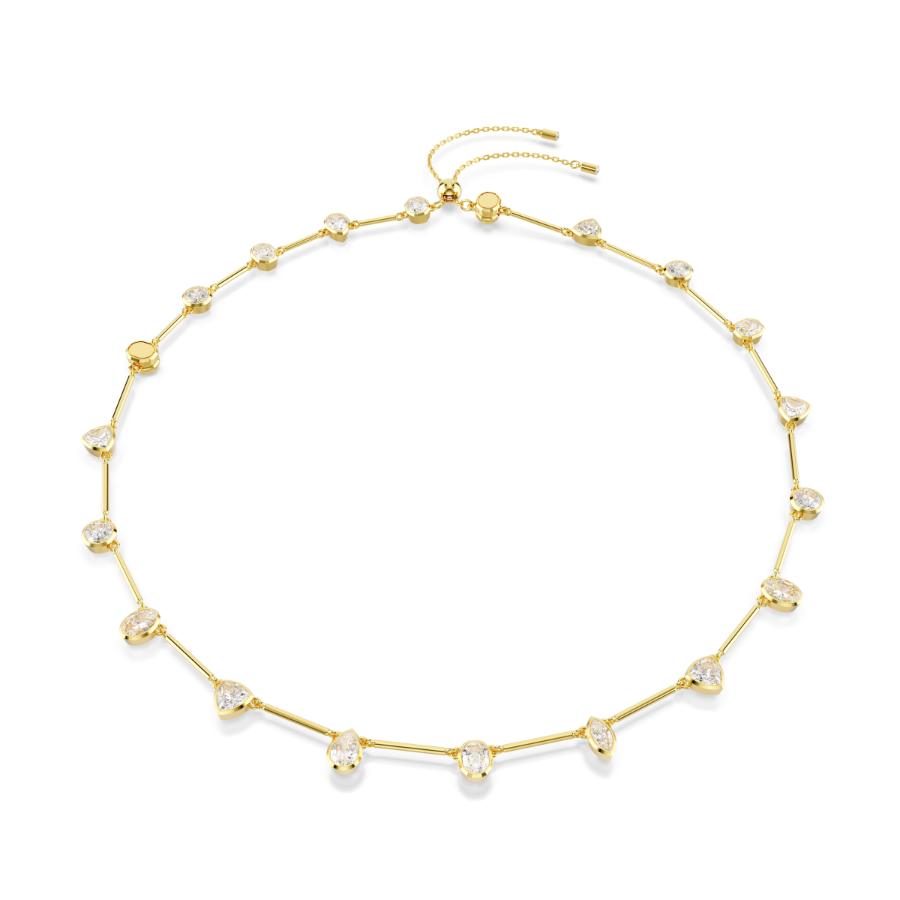Swarovski Imber Tennis Necklace, Mixed Cuts, White, Gold-tone Plated -Swarovski