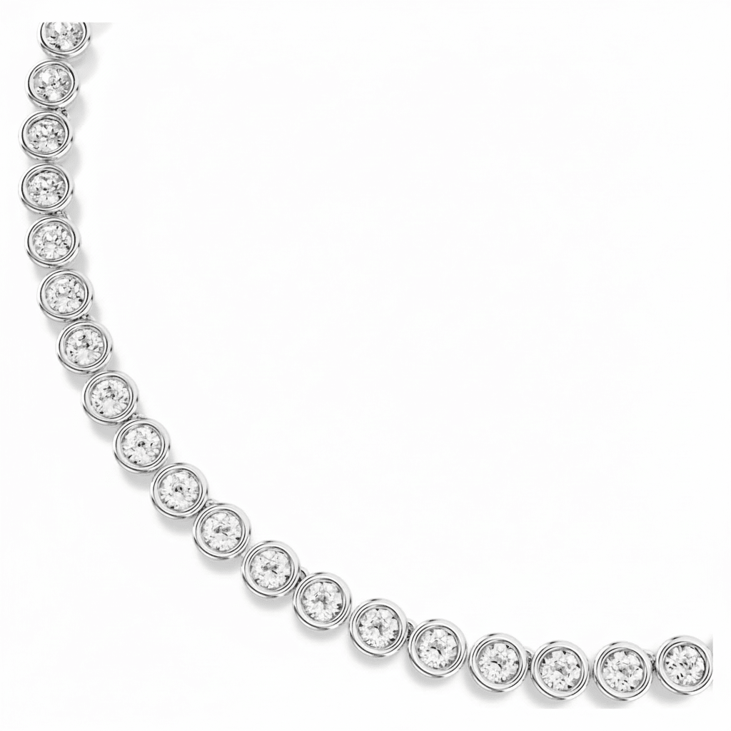 Swarovski Imber Tennis Necklace Round Cut, White, Rhodium Plated -Swarovski