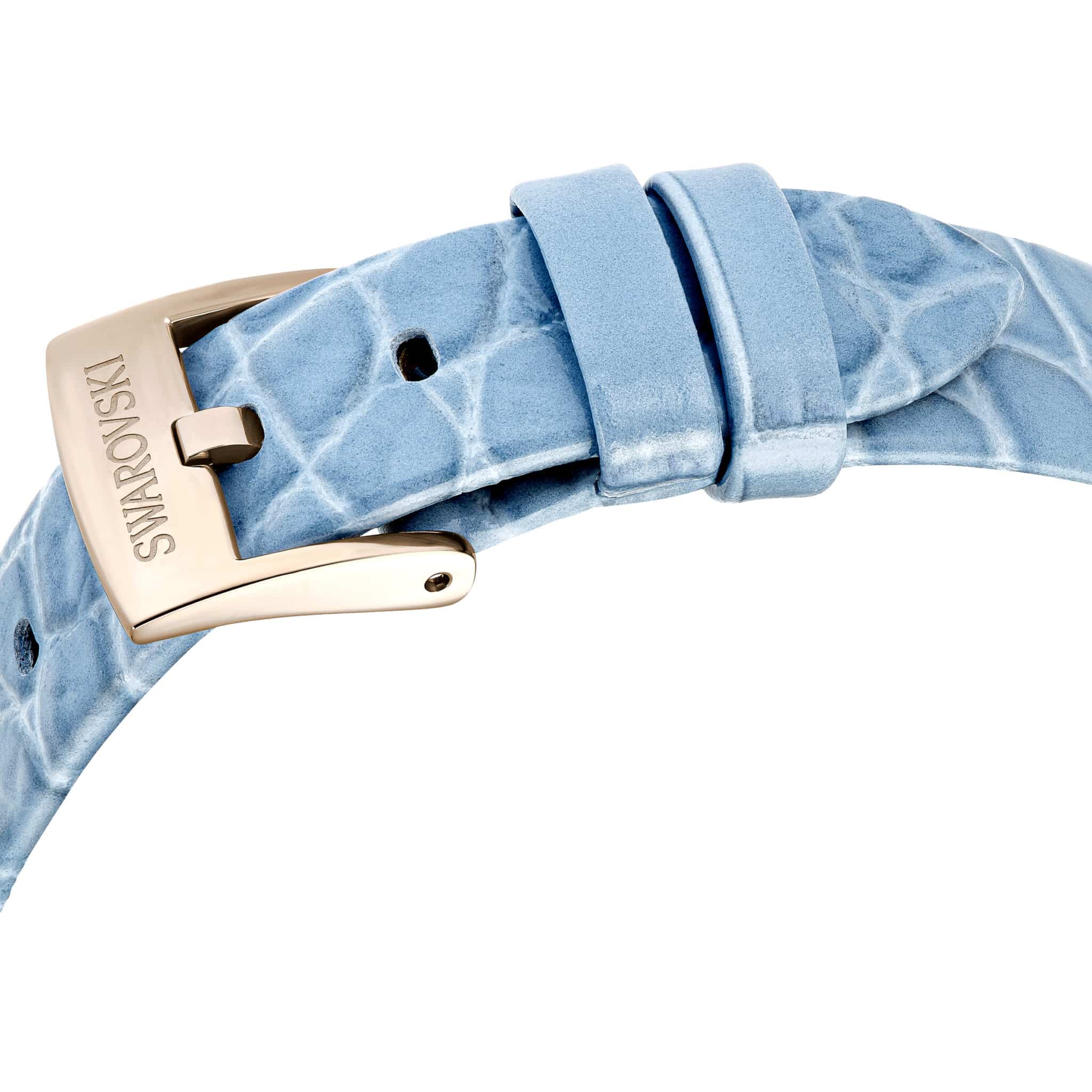 Swarovski Imber Watch, Swiss Made, Leather Strap, Blue, Champagne Gold-tone Finish -Swarovski