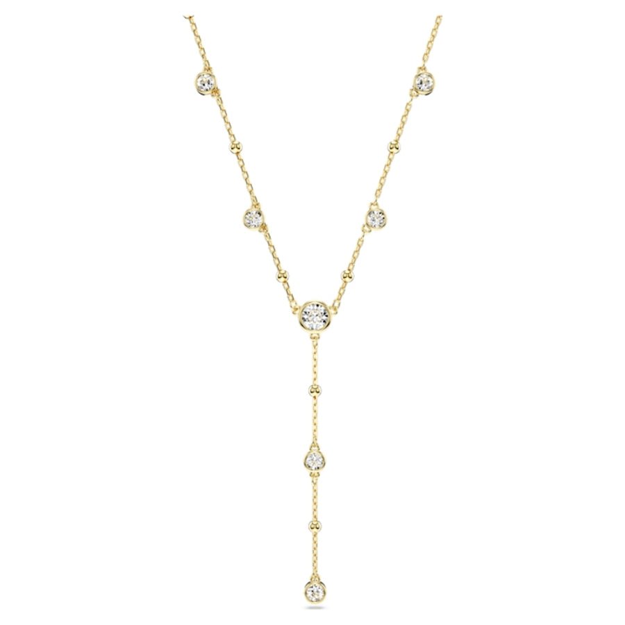 Swarovski Imber Y Necklace Round Cut Scattered design White Gold-tone plated -Swarovski