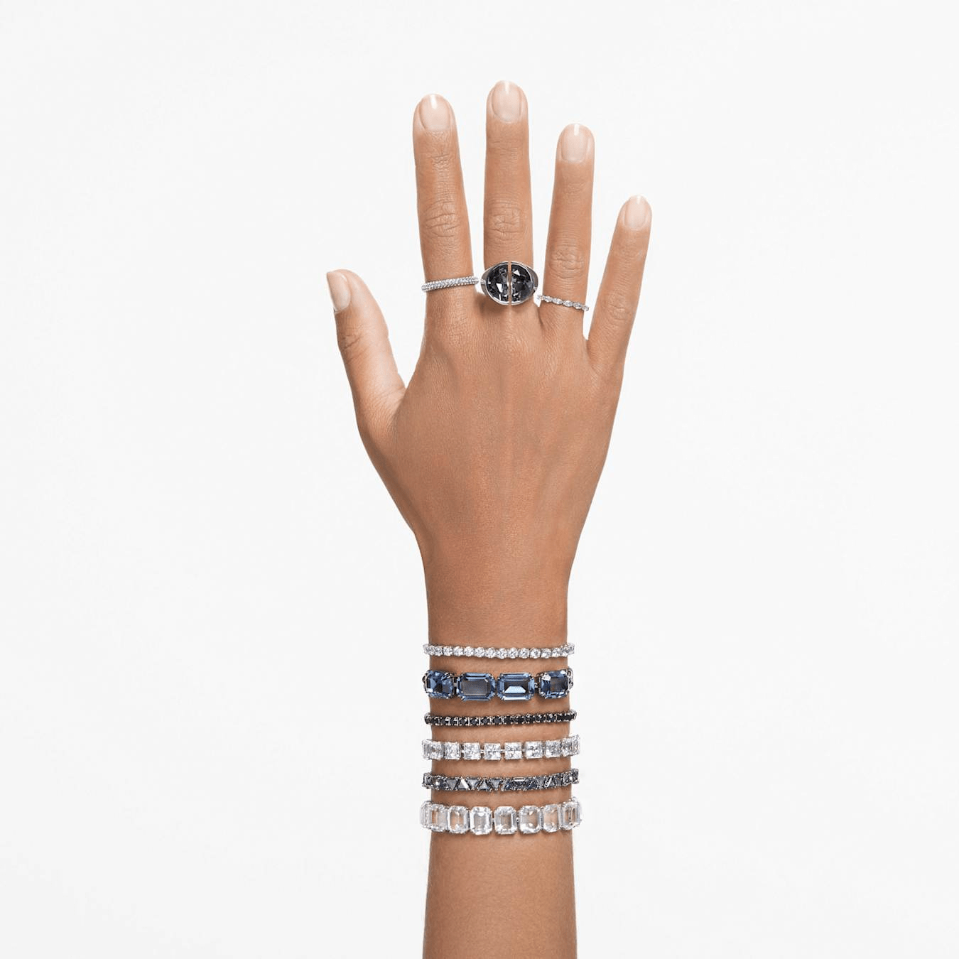 Swarovski Lucent cocktail ring Gray, Rhodium plated -Swarovski