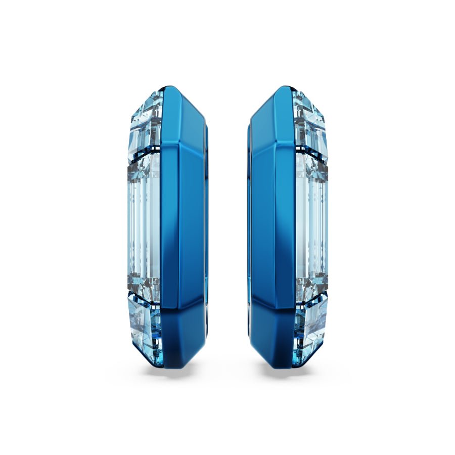 Swarovski Lucent Hoop Earrings, Octagon Shape, Small, Blue -Swarovski