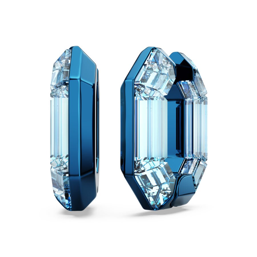 Swarovski Lucent Hoop Earrings, Octagon Shape, Small, Blue -Swarovski