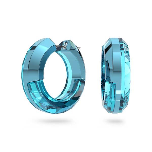 Swarovski Lucent Hoop Earrings Statement, Round Shape, Blue -Swarovski