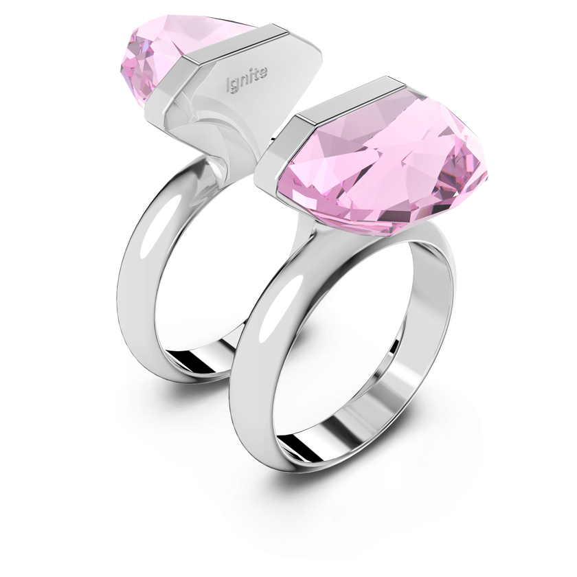 Swarovski Lucent ring Magnetic, Pink, Rhodium plated Size 50 -Swarovski