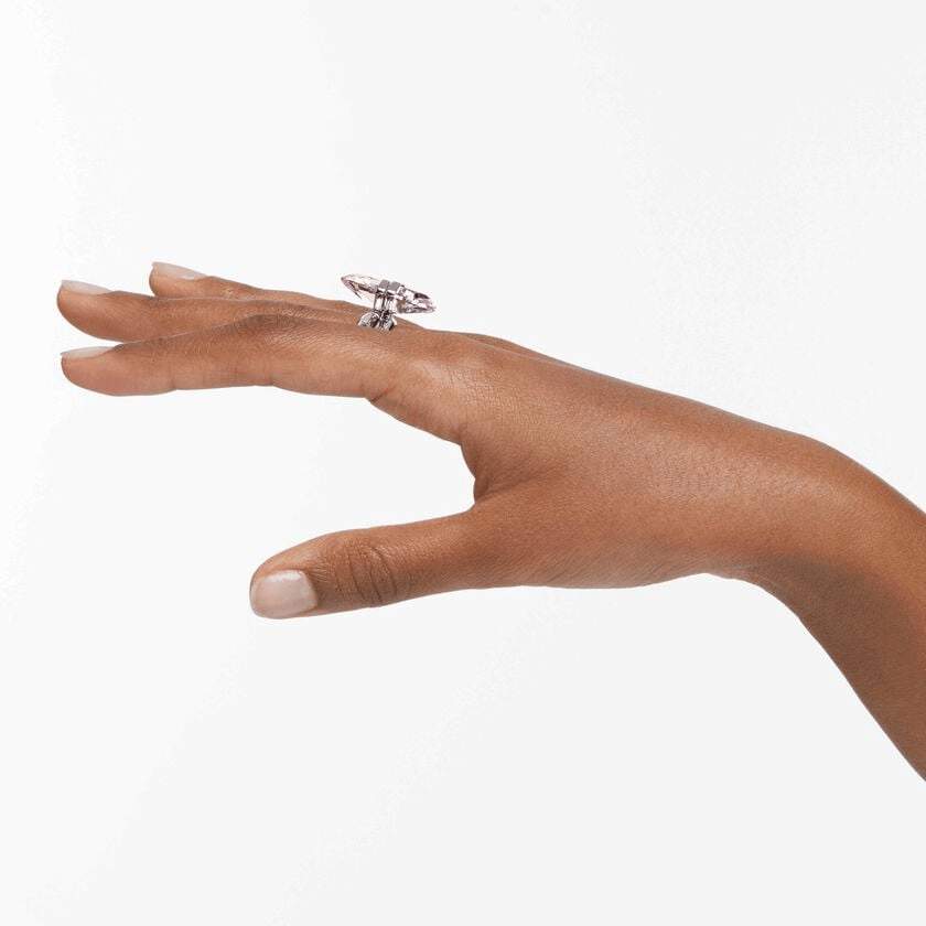Swarovski Lucent ring Magnetic, Pink, Rhodium plated Size 50 -Swarovski