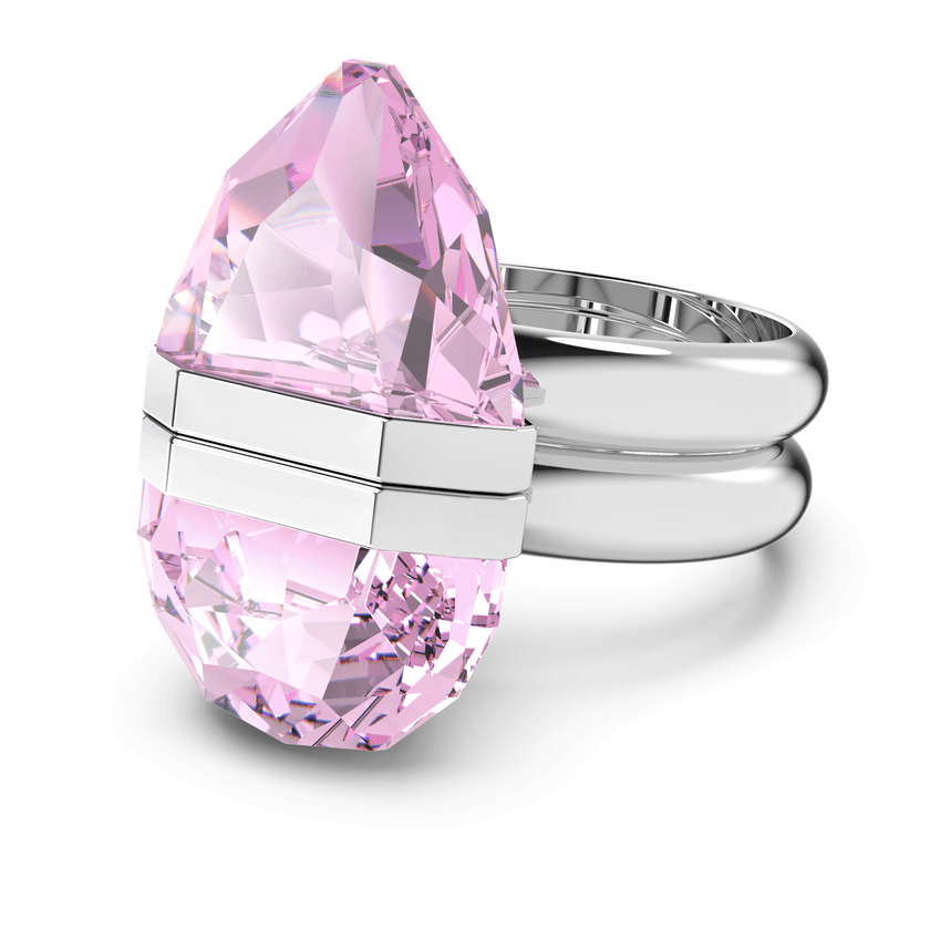 Swarovski Lucent ring Magnetic, Pink, Rhodium plated Size 50 -Swarovski