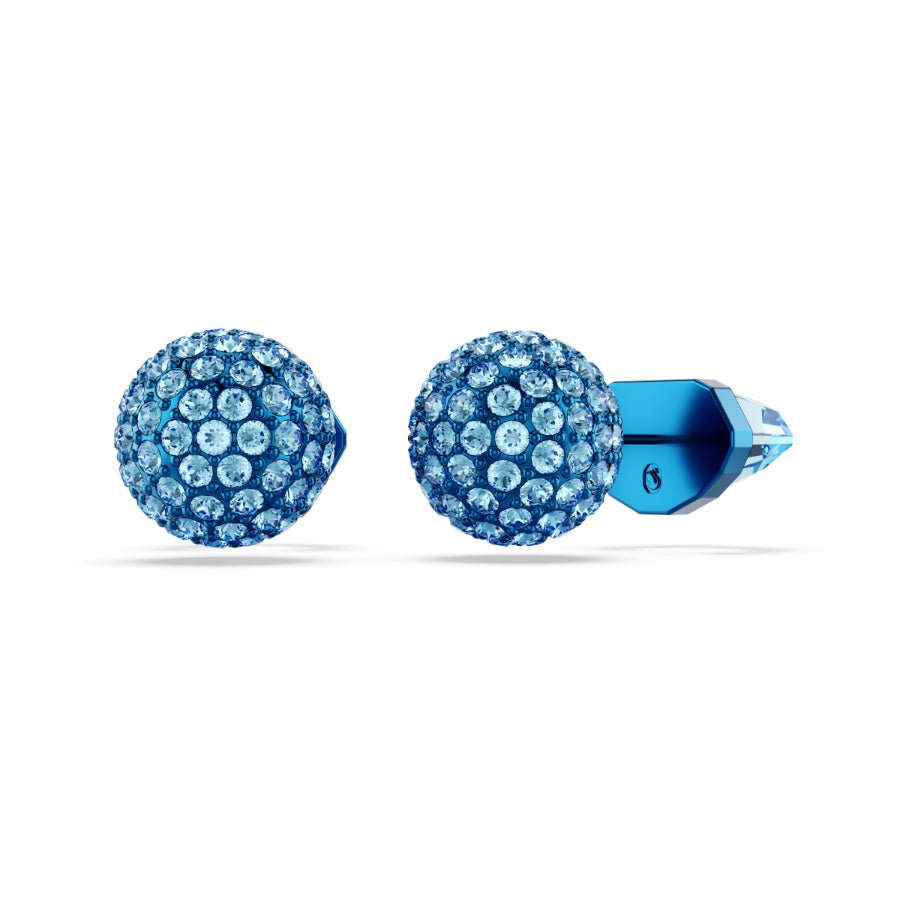 Swarovski Lucent Stud Earrings, Pavé, Ball, Blue, Blue finish -Swarovski
