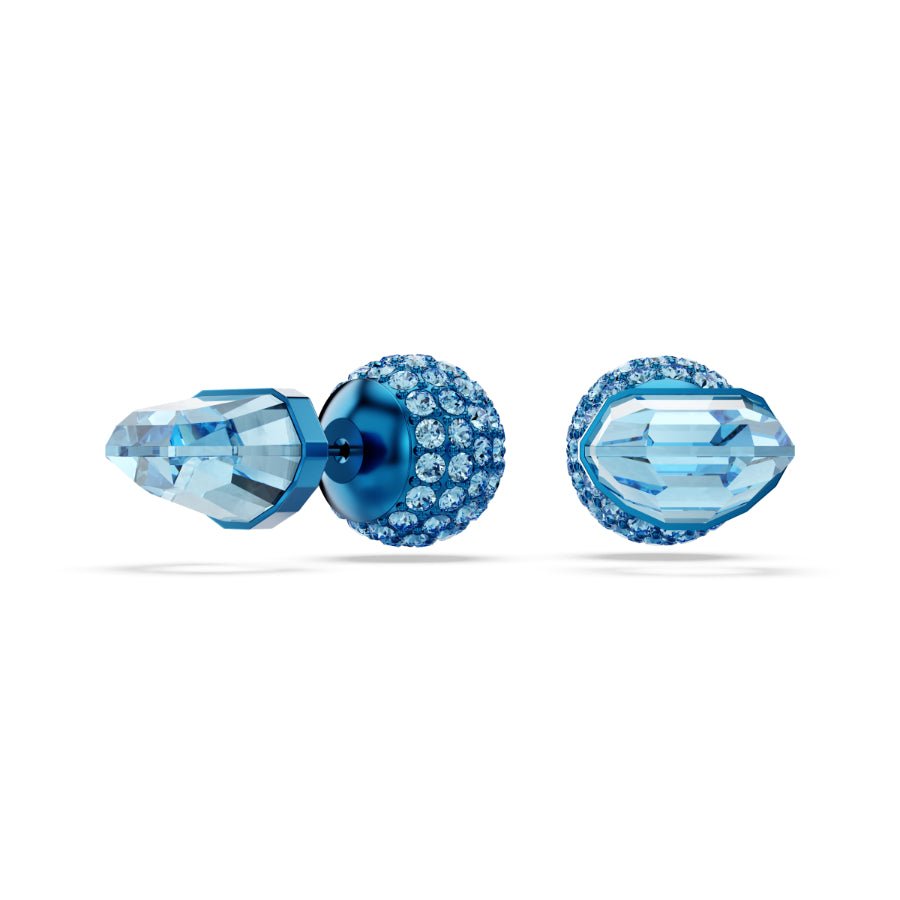 Swarovski Lucent Stud Earrings, Pavé, Ball, Blue, Blue finish -Swarovski