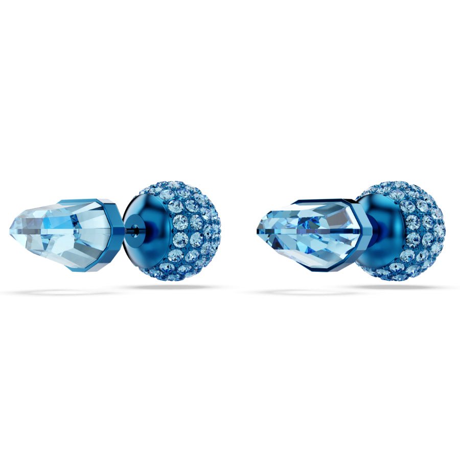 Swarovski Lucent Stud Earrings, Pavé, Ball, Blue, Blue finish -Swarovski