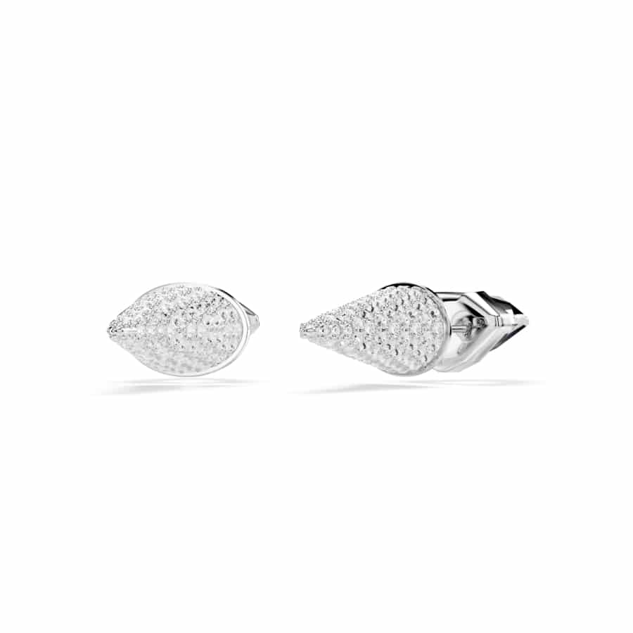 Swarovski Lucent Stud Earrings, Pavé, Spike, White, Rhodium Plated -Swarovski