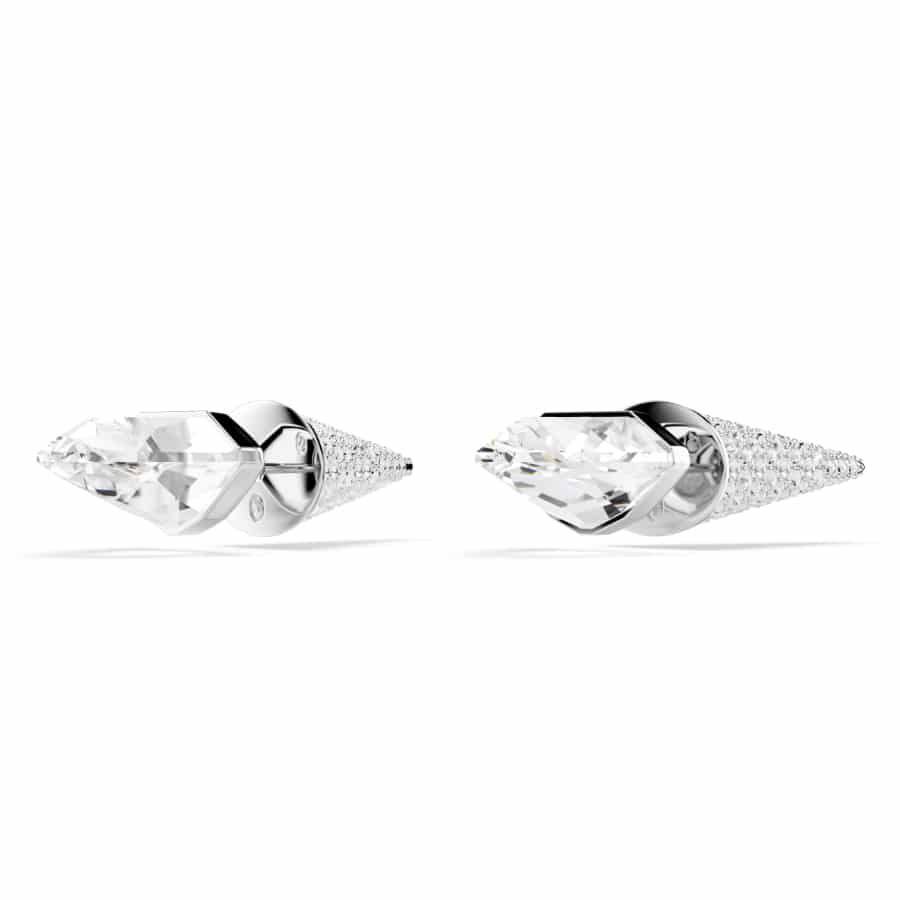 Swarovski Lucent Stud Earrings, Pavé, Spike, White, Rhodium Plated -Swarovski