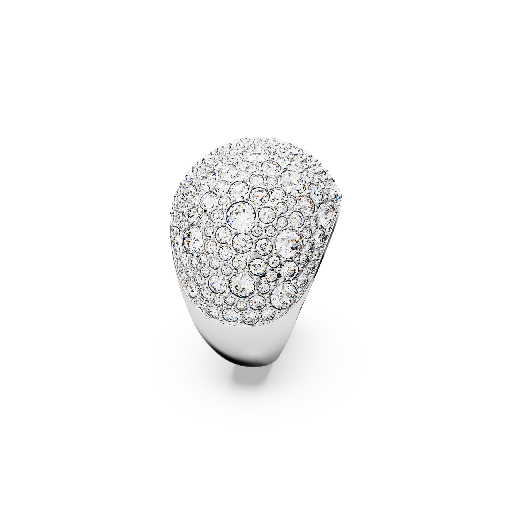 Swarovski Luna cocktail ring Moon, White, Rhodium plated -Swarovski