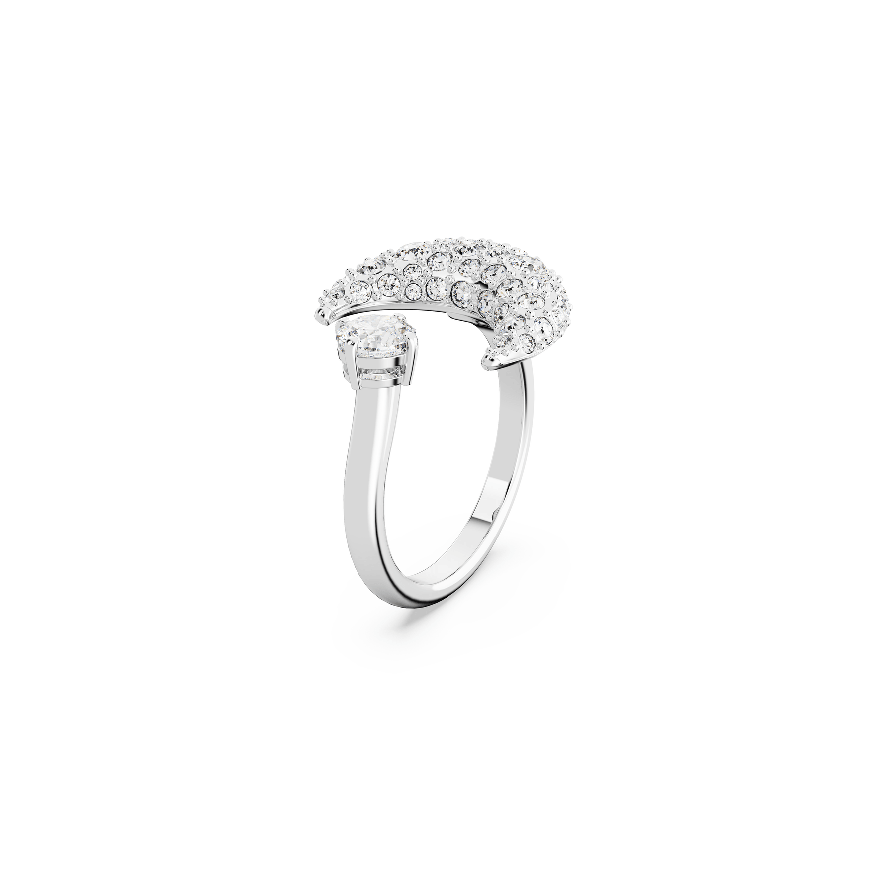 Swarovski Luna open ring Moon, White, Rhodium plated -Swarovski