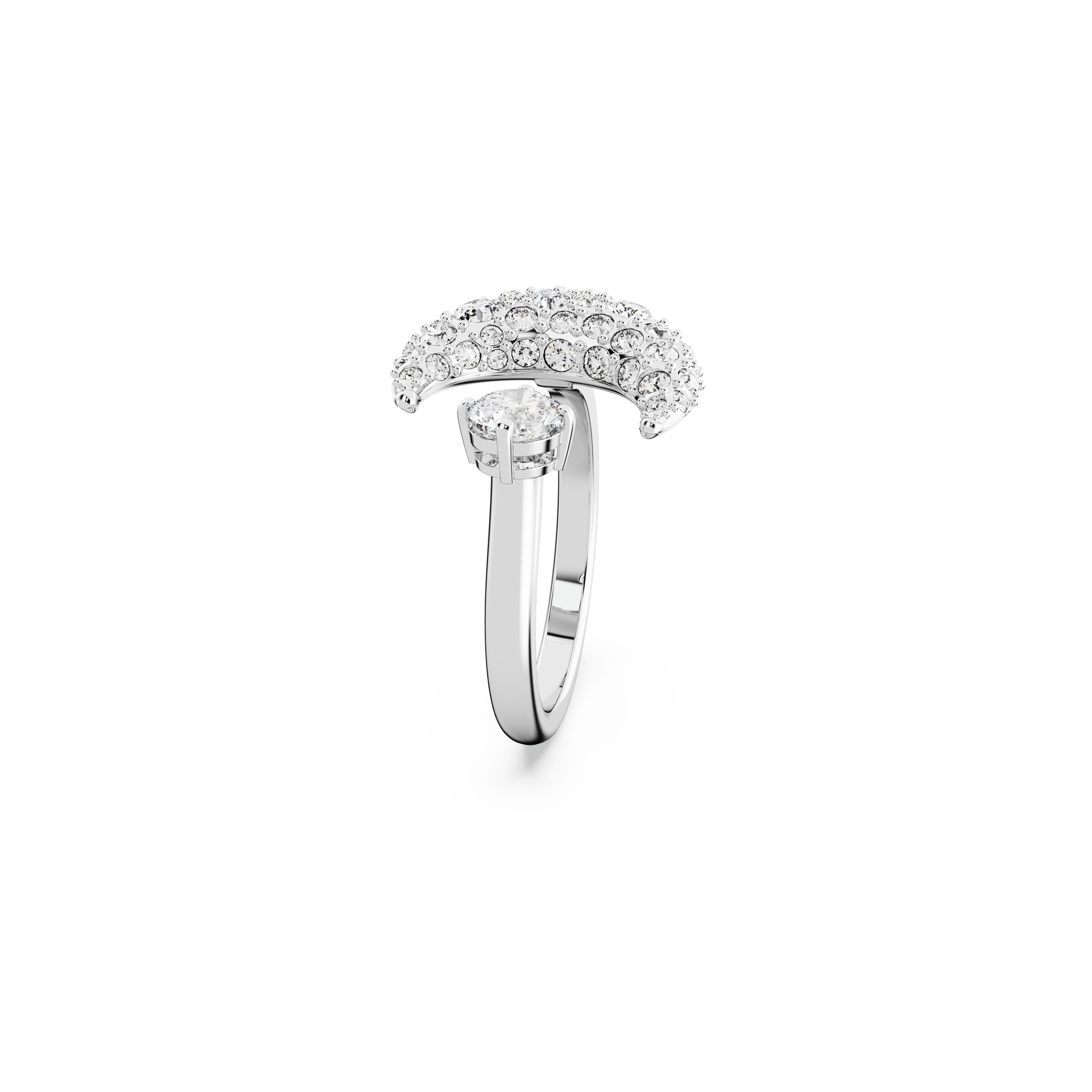 Swarovski Luna open ring Moon, White, Rhodium plated -Swarovski