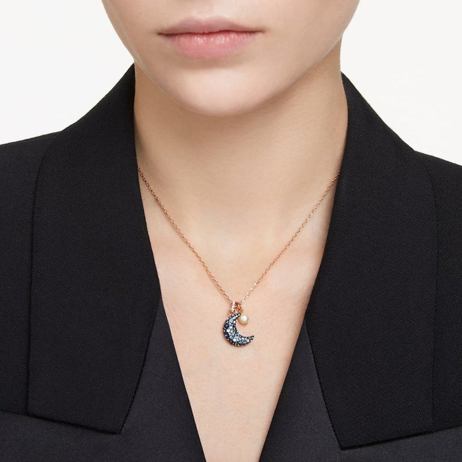 Swarovski Luna Pendant Moon Multicolored Rose Gold-tone Plated -Swarovski