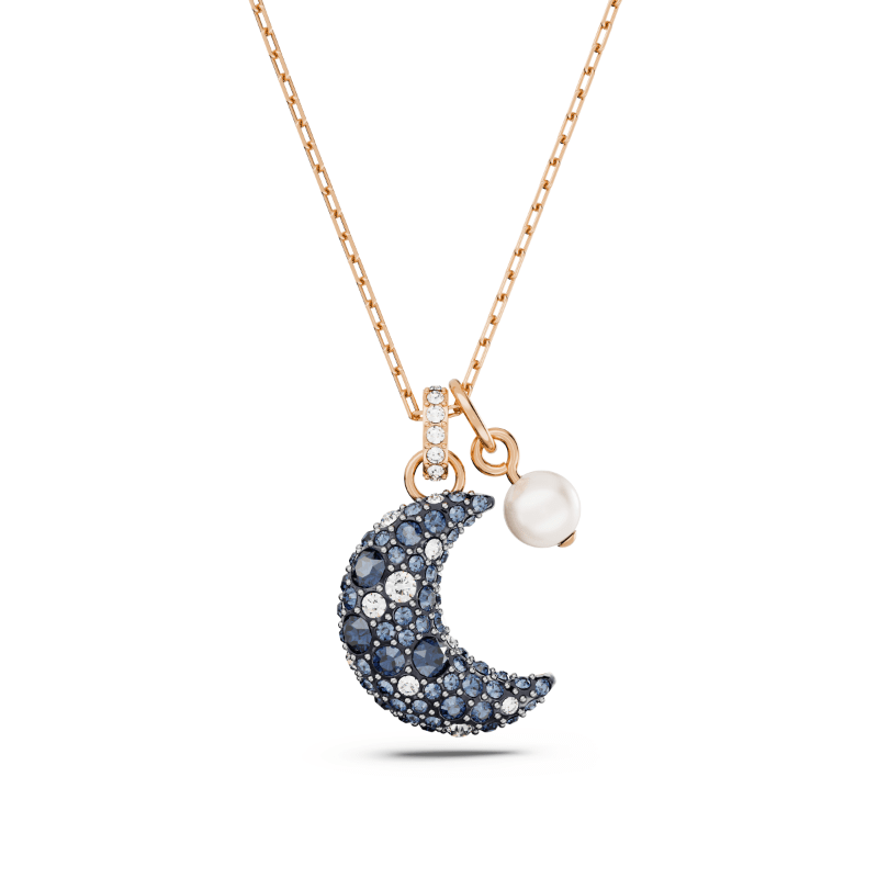 Swarovski Luna Pendant Moon Multicolored Rose Gold-tone Plated -Swarovski