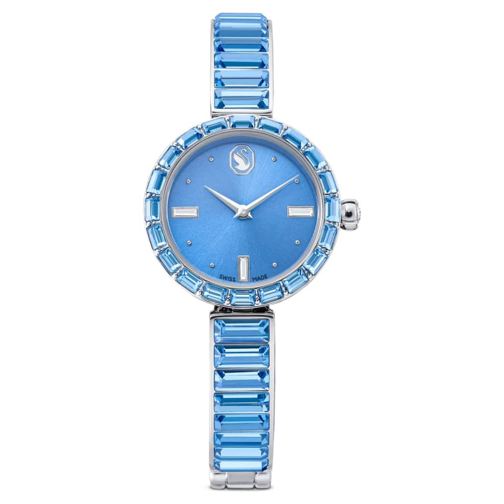 Swarovski Matrix Bangle Watch, Swiss Made, Crystal Bracelet, Blue, Stainless steel -Swarovski