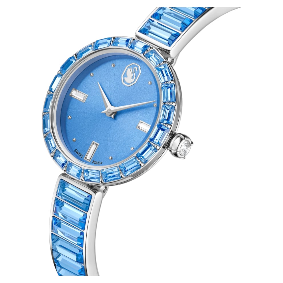 Swarovski Matrix Bangle Watch, Swiss Made, Crystal Bracelet, Blue, Stainless steel -Swarovski
