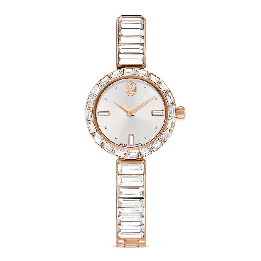 Swarovski Matrix Bangle Watch, Swiss Made, Crystal Bracelet, Rose Gold-tone Finish -Swarovski