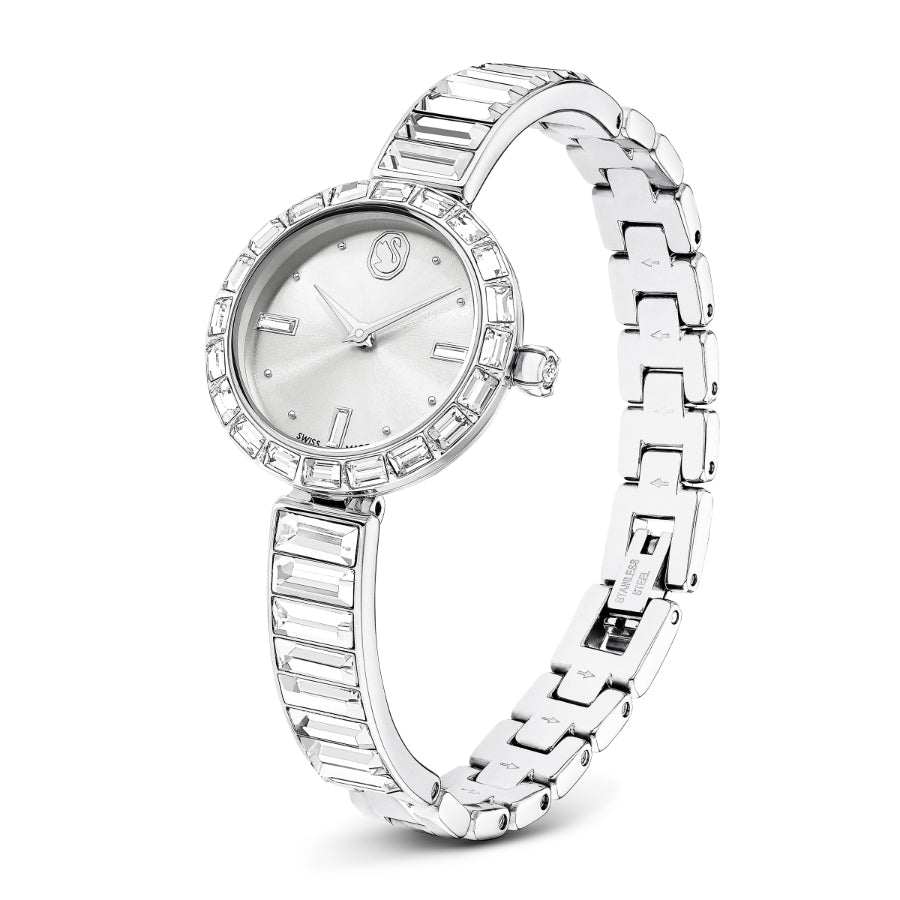 Swarovski Matrix Bangle Watch, Swiss Made, Crystal Bracelet, Silver Tone, Stainless Steel -Swarovski