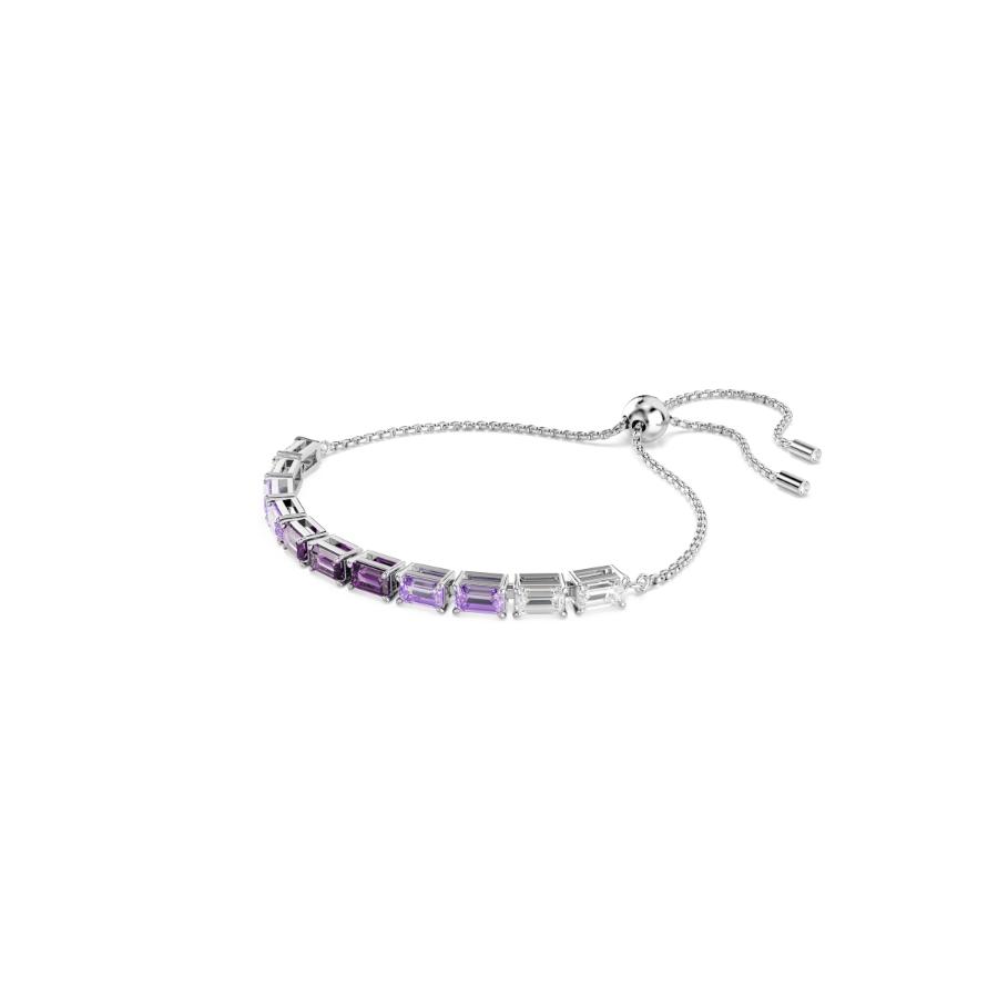 Swarovski Matrix Bracelet, Baguette Cut, Purple, Rhodium Plated -Swarovski