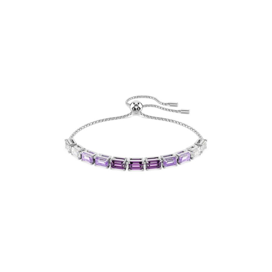 Swarovski Matrix Bracelet, Baguette Cut, Purple, Rhodium Plated -Swarovski