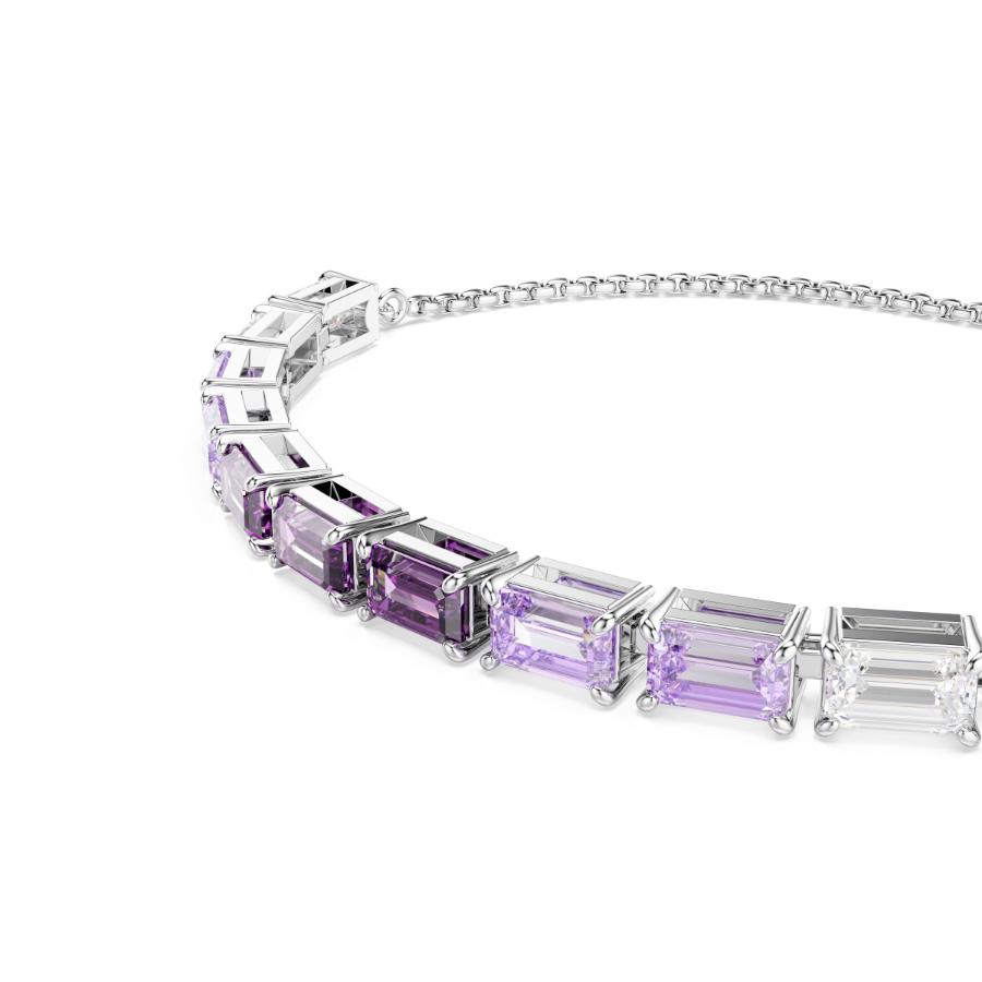 Swarovski Matrix Bracelet, Baguette Cut, Purple, Rhodium Plated -Swarovski
