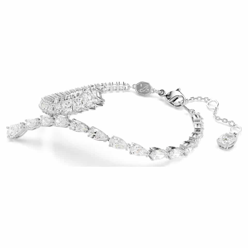 Swarovski Matrix Bracelet Mixed Cut, White, Rhodium Plated -Swarovski