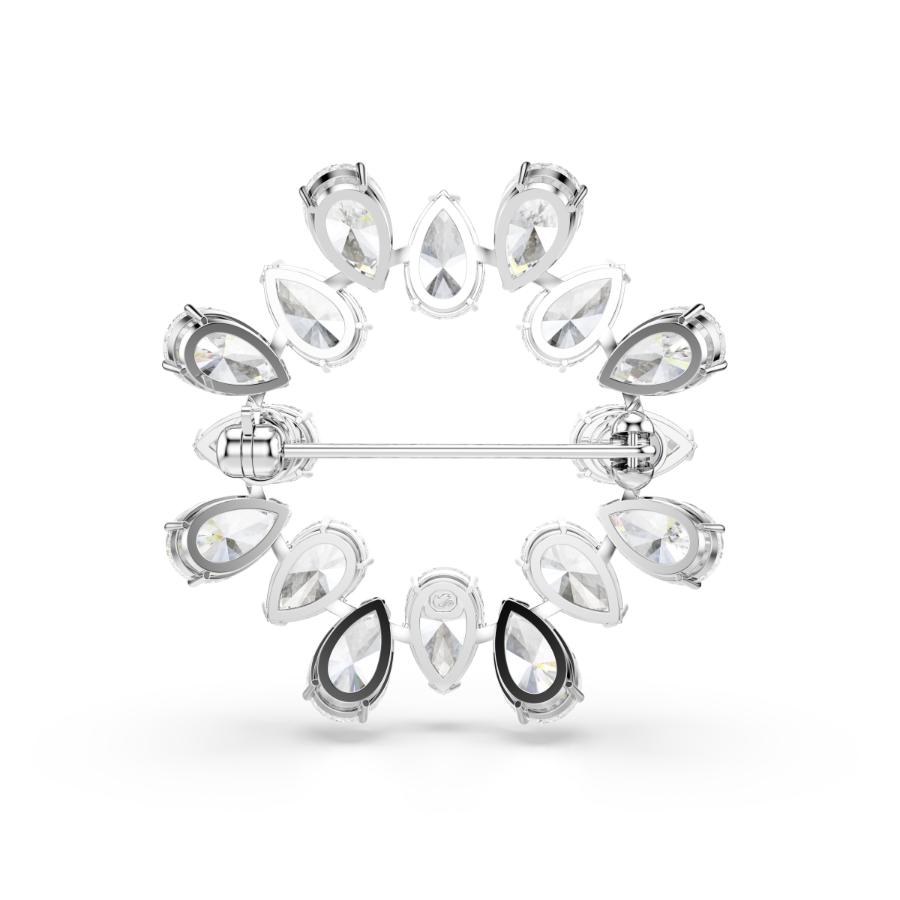 Swarovski Matrix Brooch, Pear Cut, White, Rhodium Plated -Swarovski
