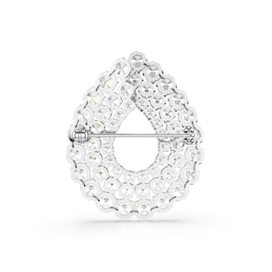 Swarovski Matrix Brooch, Round Cut, White, Rhodium Plated -Swarovski