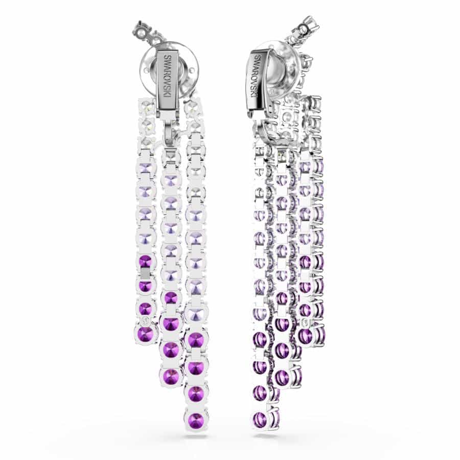 Swarovski Matrix Clip Earrings, Color Gradient, Round Cuts, Purple, Rhodium Plated -Swarovski