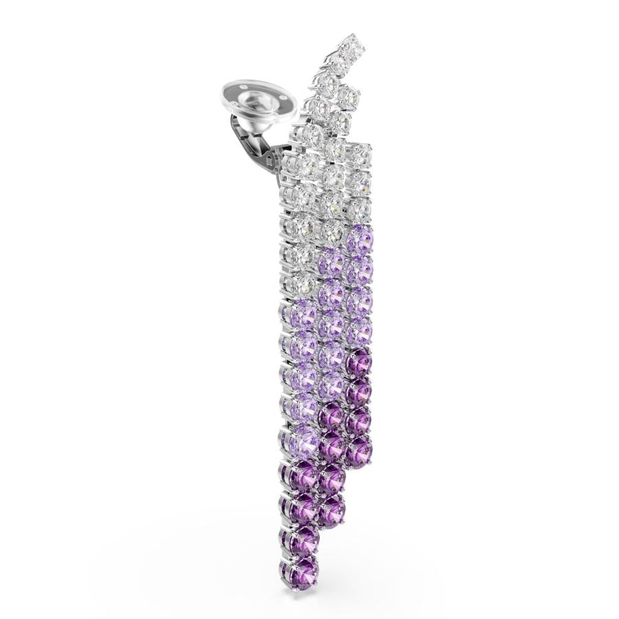 Swarovski Matrix Clip Earrings, Color Gradient, Round Cuts, Purple, Rhodium Plated -Swarovski
