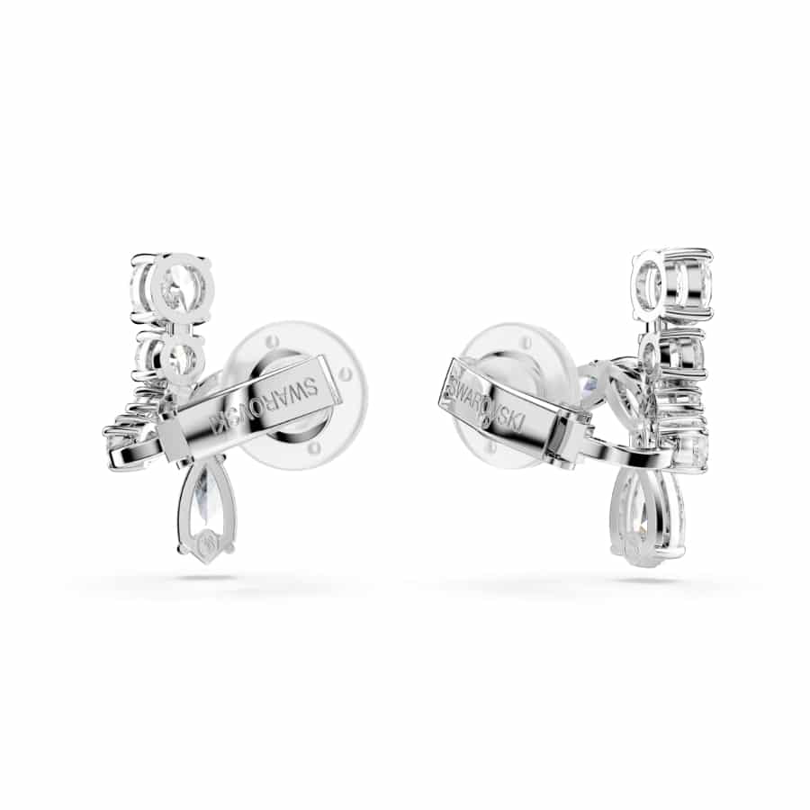 Swarovski Matrix Clip Earrings, Mixed Cuts, White, Rhodium Plated -Swarovski