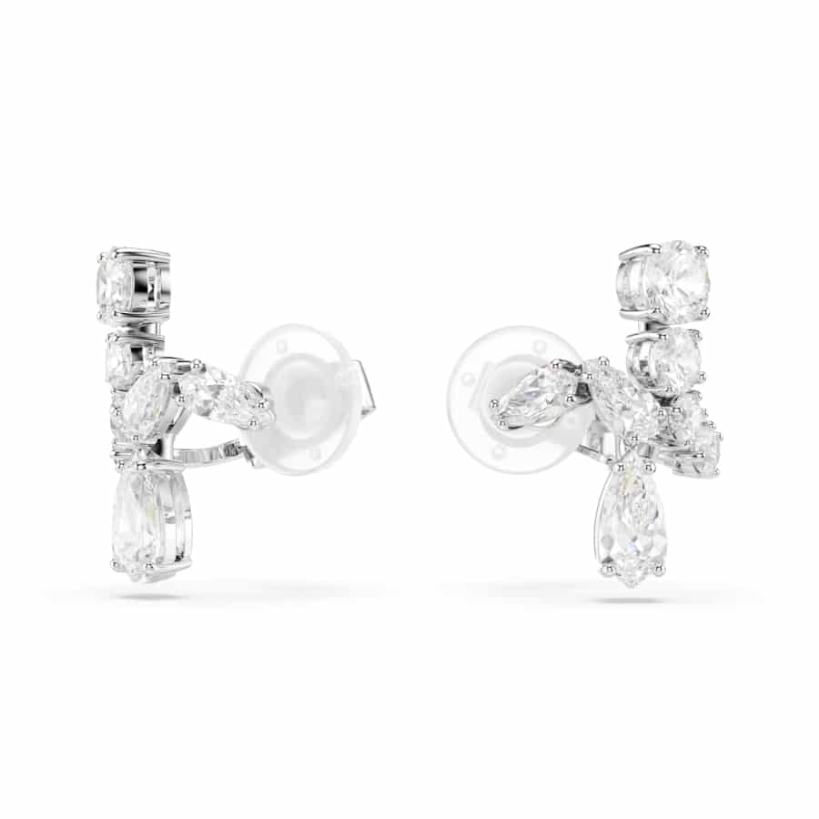 Swarovski Matrix Clip Earrings, Mixed Cuts, White, Rhodium Plated -Swarovski