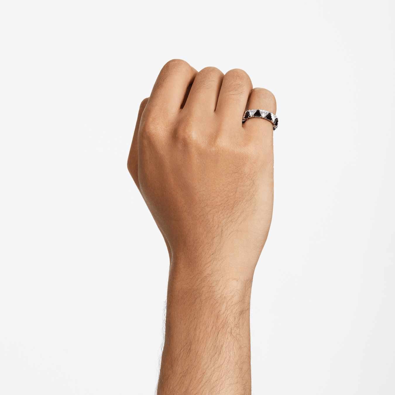 Swarovski Matrix Cocktail Ring Triangle Cut, Black, Rhodium plated -Swarovski