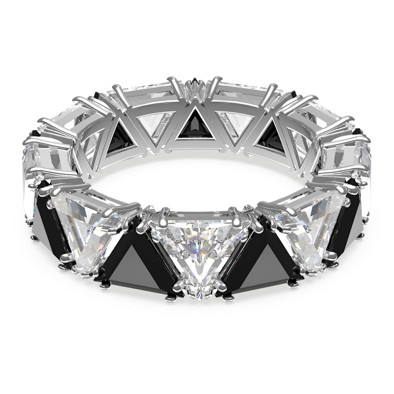 Swarovski Matrix Cocktail Ring Triangle Cut, Black, Rhodium plated -Swarovski