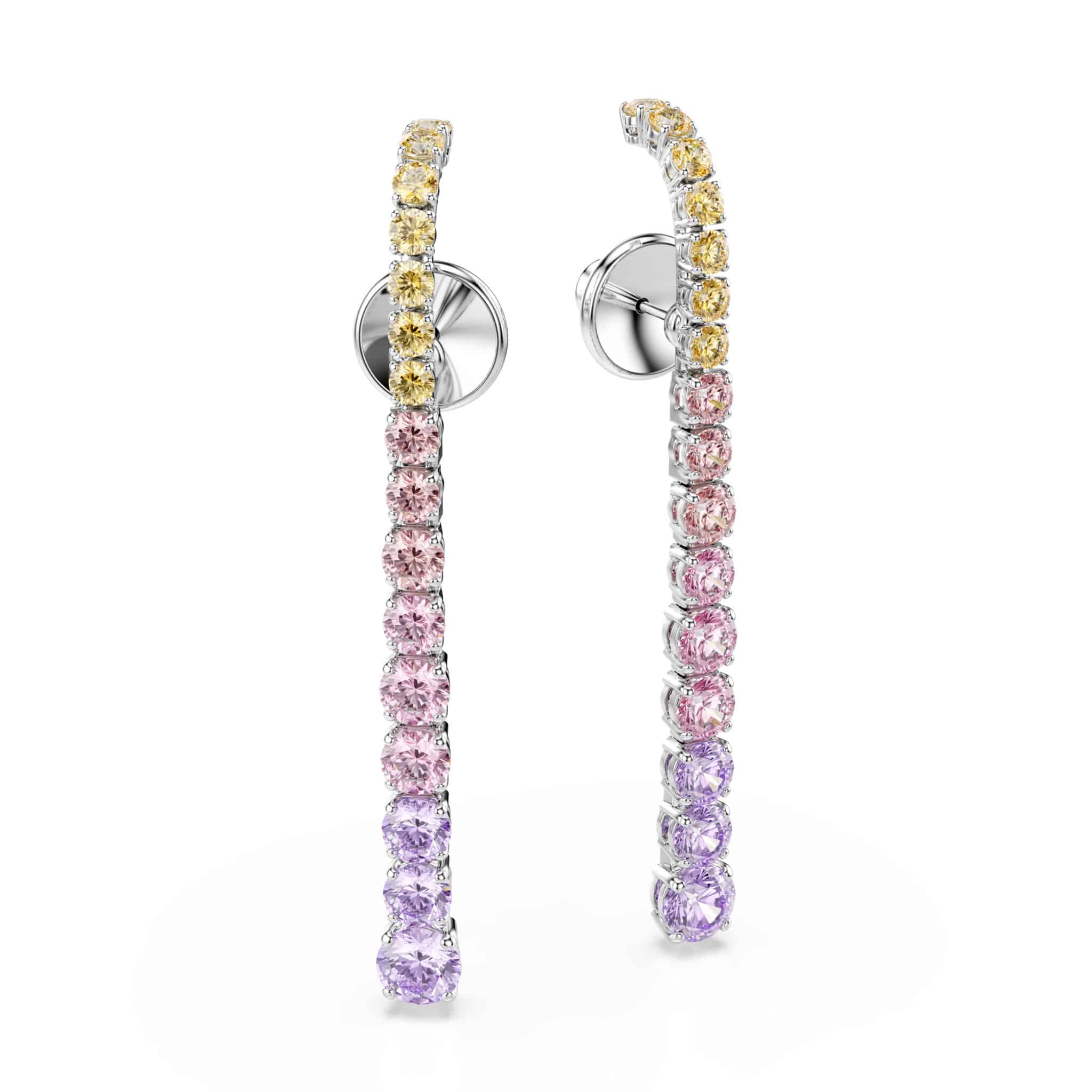 Swarovski Matrix Drop Earrings, Gradient of round cuts, Multicolored, Rhodium plated -Swarovski