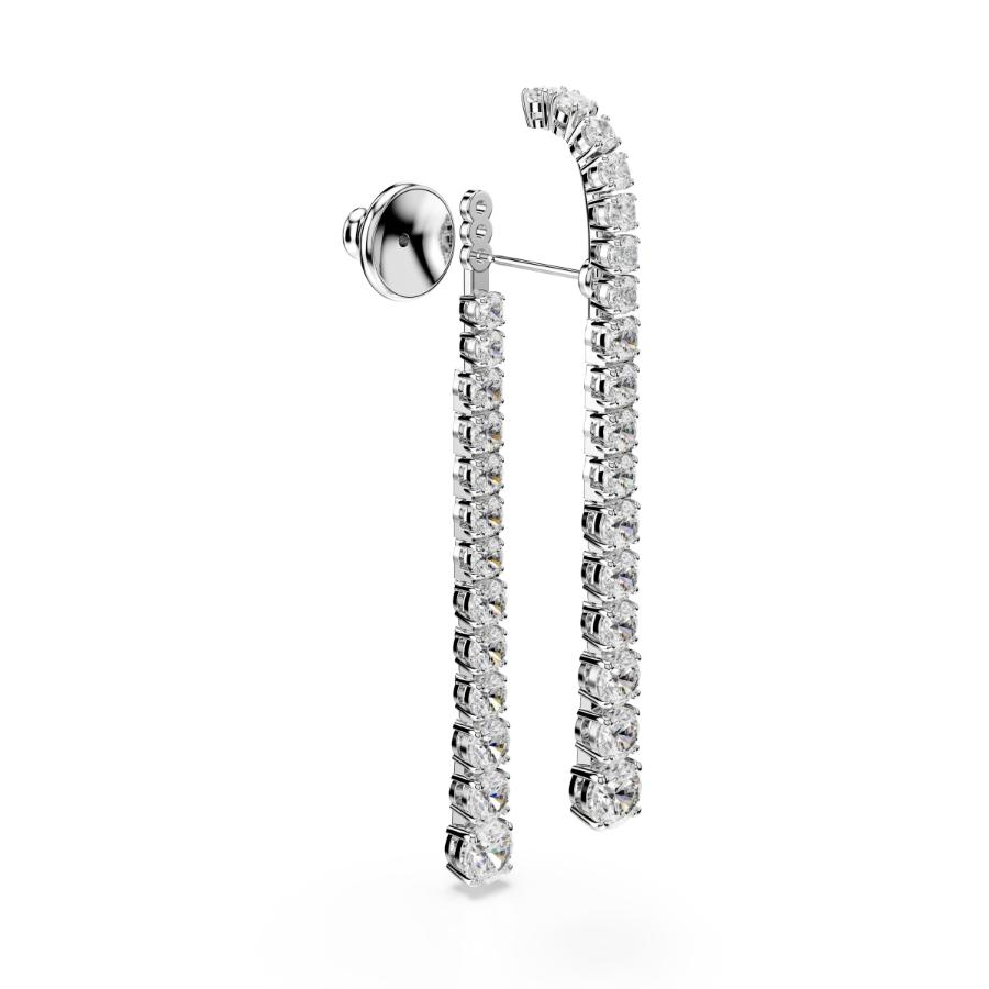 Swarovski Matrix Drop Earrings, Gradient of Round Cuts, White, Rhodium Plated -Swarovski